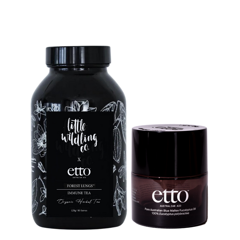 LIMITED EDITION duo: Little Wildling Co x etto 'Forest Lung' immune tea + etto 100% Blue Mallee Eucalyptus Oil